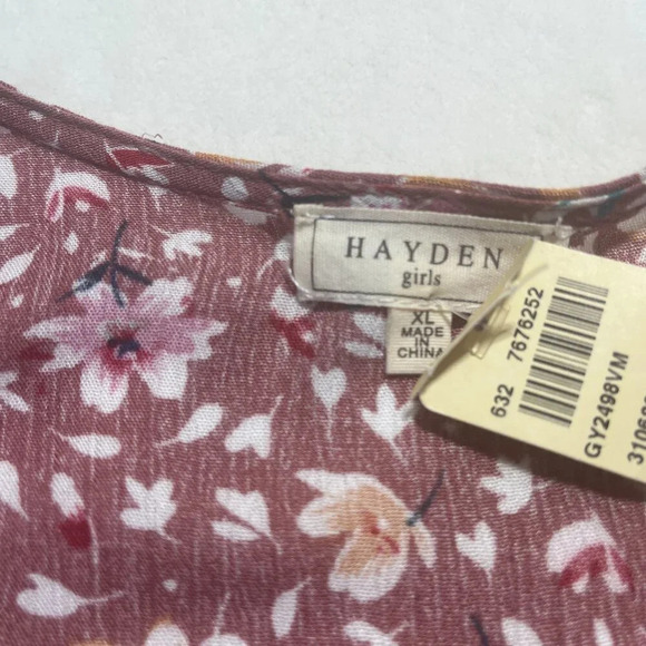 HAYDEN Girls Mauve Floral Print Babydoll Dress XL NWT - Picture 6 of 9